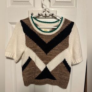 Anthropologie Geometric Knit Sweater - Black, Brown, Cream